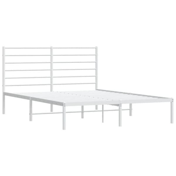 vidaXL sengeramme med sengegavl 140x190 cm metal hvid -  Senge & sengeramme