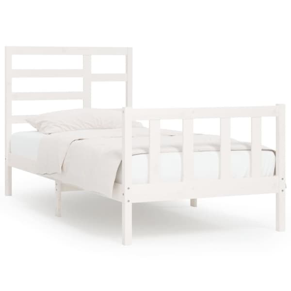vidaXL Sängram vit massiv furu 90x200 cm -  Sängar & sängramar