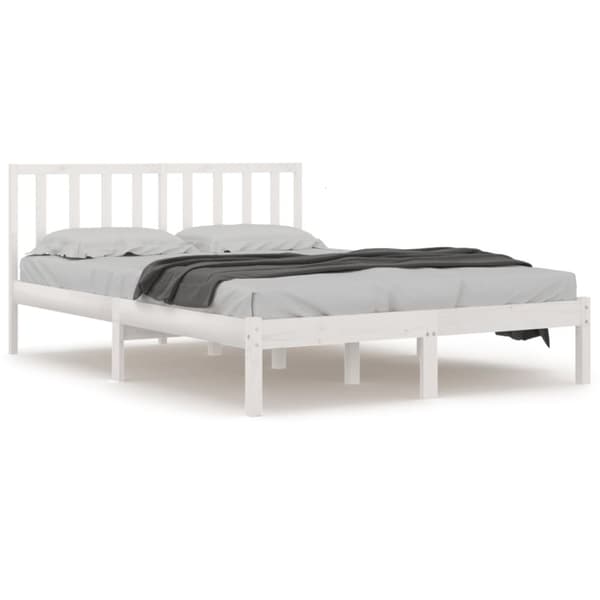 vidaXL sengeramme 200x200 cm massivt fyrretræ hvid - Senge & sengeramme