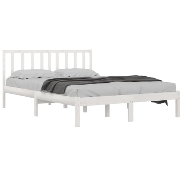 vidaXL sengeramme 200x200 cm massivt fyrretræ hvid - Senge & sengeramme