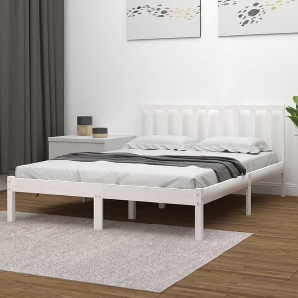 vidaXL sengeramme 200x200 cm massivt fyrretræ hvid - Senge & sengeramme