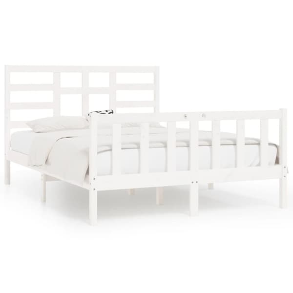 vidaXL sengeramme 140x200 cm massivt fyrretræ hvid - Senge & sengeramme