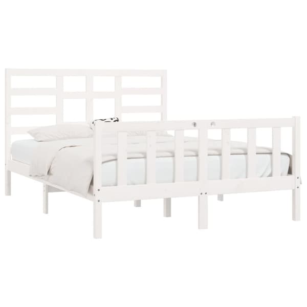 vidaXL sengeramme 140x200 cm massivt fyrretræ hvid -  Senge & sengeramme