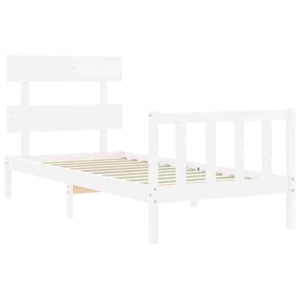 vidaXL sengeramme med sengegavl 90x200 cm massivt træ hvid - Senge & sengeramme