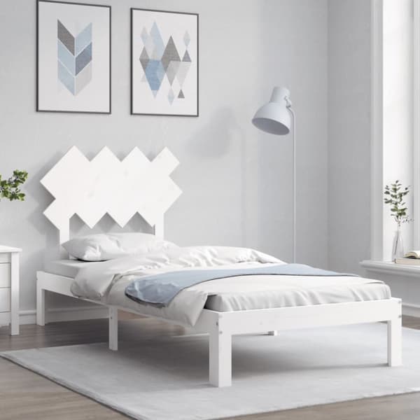 vidaXL Sängynrunko päädyllä valkoinen 90x200 cm täysi puu -  Sängyt & sängynrungot