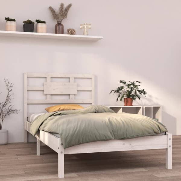 vidaXL sengeramme 90x200 cm massivt træ hvid -  Senge & sengeramme