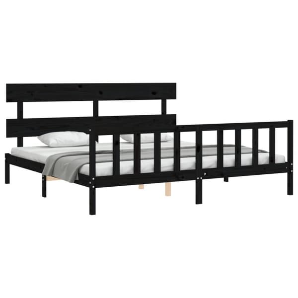 vidaXL Sängynrunko päädyllä musta 200x200 cm täysi puu -  Sängyt & sängynrungot