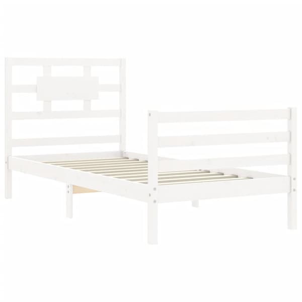 vidaXL sengeramme med sengegavl 90x200 cm massivt træ hvid -  Senge & sengeramme