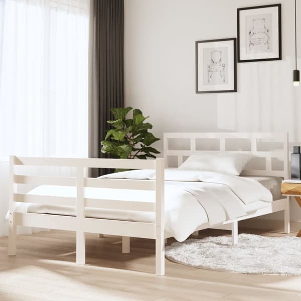 vidaXL Sängynrunko valkoinen 120x190 cm Small Double täysi puu - Sängyt & sängynrungot
