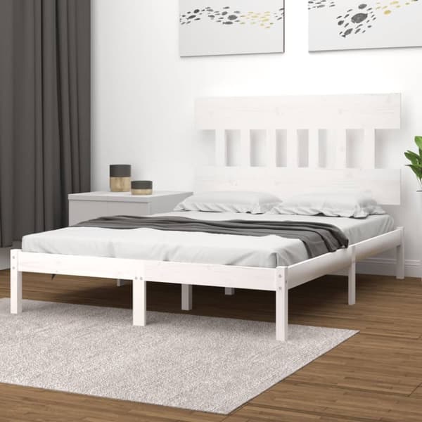 vidaXL sengeramme 200x200 cm massivt træ hvid -  Senge & sengeramme