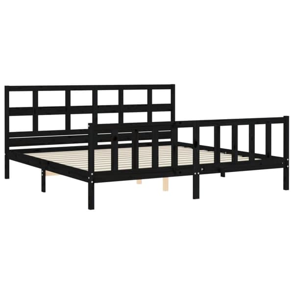 vidaXL sengeramme med sengegavl 200x200 cm massivt træ sort - Senge & sengeramme