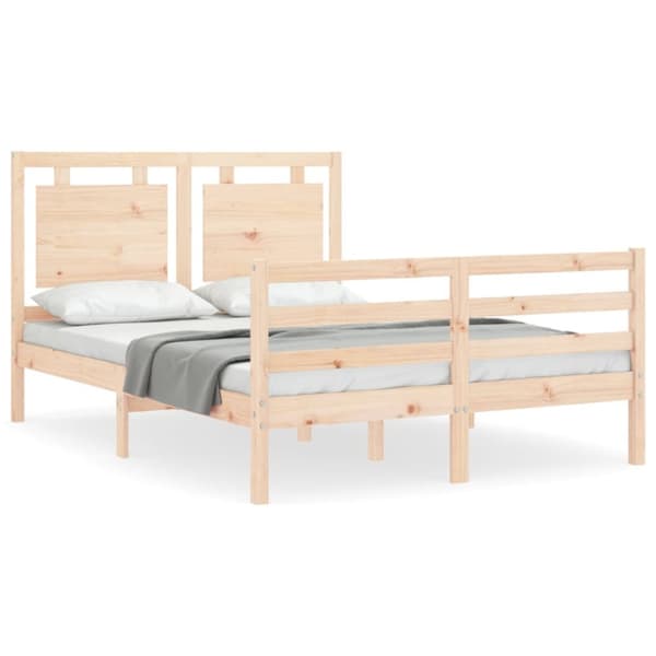 vidaXL sengeramme med sengegavl 120x200 cm massivt træ hvid -  Senge & sengeramme