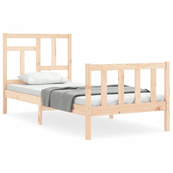 vidaXL Sängram med huvudgavel 90x200 cm massivt trä - Sängar & sängramar