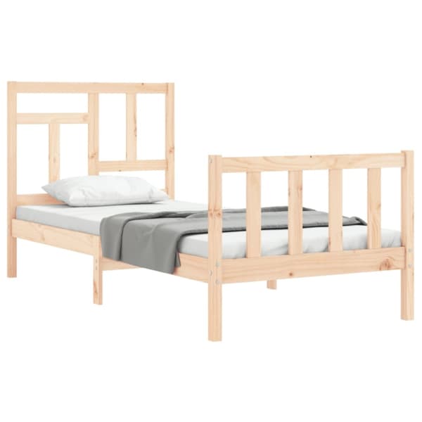 vidaXL Sängram med huvudgavel 90x200 cm massivt trä - Sängar & sängramar