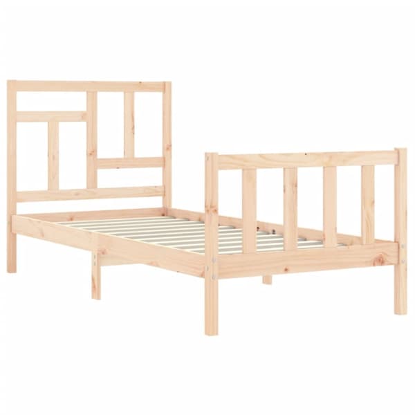 vidaXL Sängram med huvudgavel 90x200 cm massivt trä - Sängar & sängramar