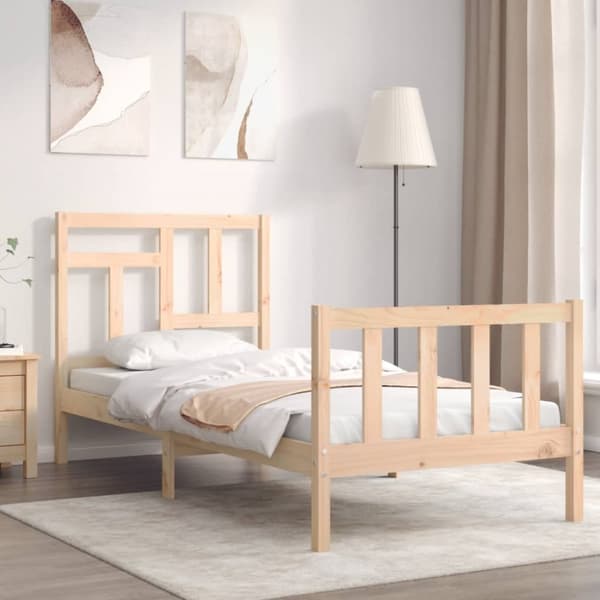 vidaXL Sängram med huvudgavel 90x200 cm massivt trä - Sängar & sängramar