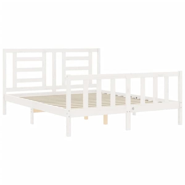 vidaXL sengeramme med sengegavl 160x200 cm massivt træ hvid - Senge & sengeramme