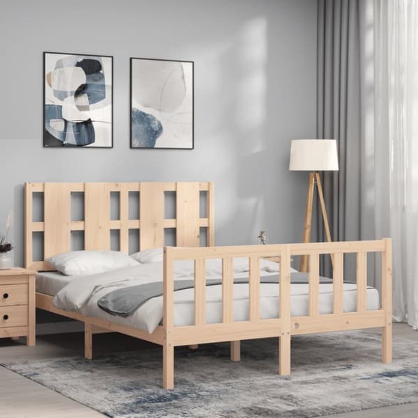 vidaXL Sängram med huvudgavel 140x190 cm massivt trä -  Sängar & sängramar