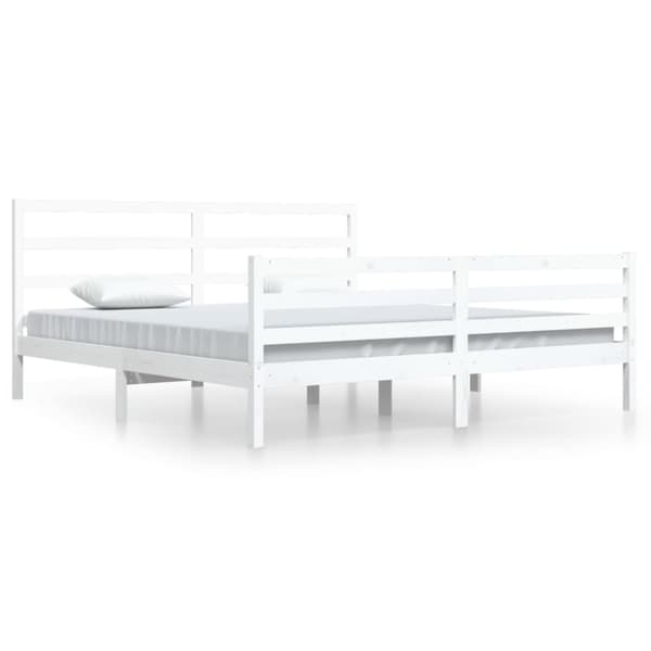 vidaXL Sängynrunko valkoinen täysi mänty 200x200 cm - Sängyt & sängynrungot