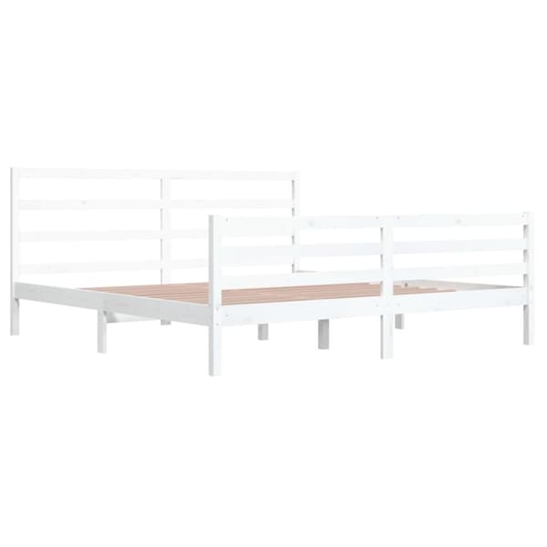 vidaXL Sängynrunko valkoinen täysi mänty 200x200 cm - Sängyt & sängynrungot