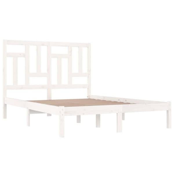 vidaXL Sängynrunko valkoinen täysi mänty 200x200 cm - Sängyt & sängynrungot