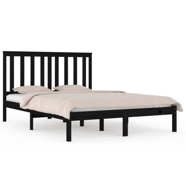 vidaXL Sängram svart massiv furu 140x190 cm - Sängar & sängramar