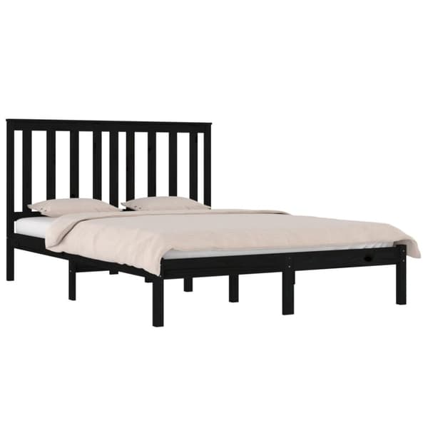 vidaXL Sängram svart massiv furu 140x190 cm - Sängar & sängramar