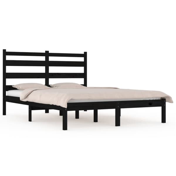 vidaXL sengeramme 200x200 cm massivt fyrretræ sort - Senge & sengeramme