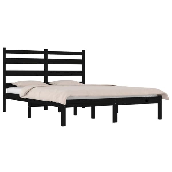vidaXL sengeramme 200x200 cm massivt fyrretræ sort -  Senge & sengeramme