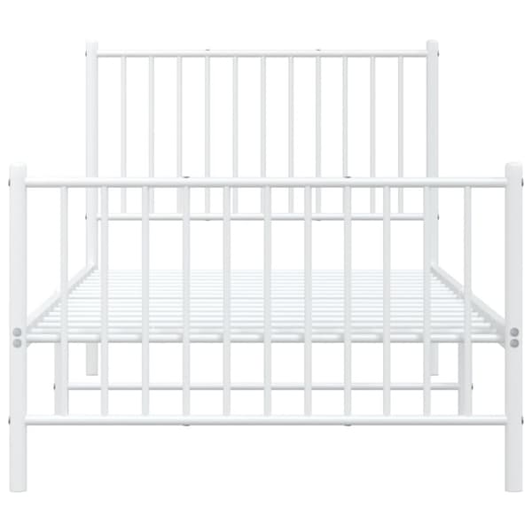 vidaXL sengeramme med sengegavl og fodgærde 90x200 cm metal hvid - Senge & sengeramme