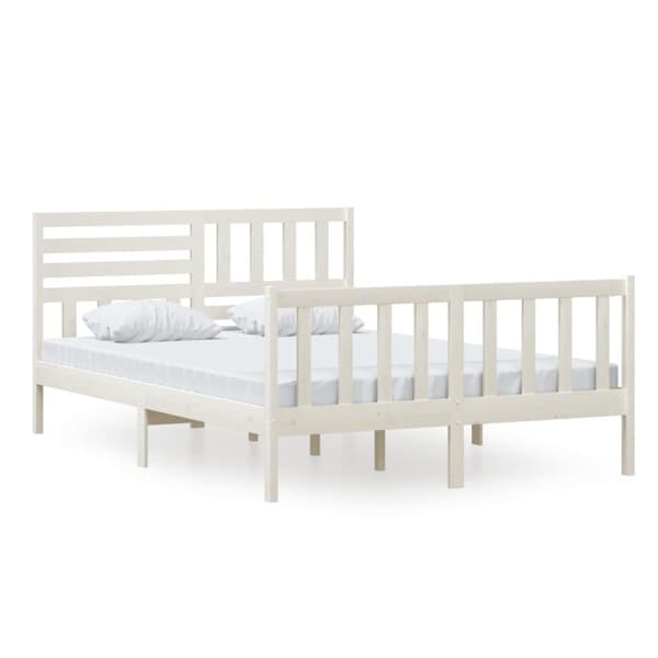 vidaXL sengeramme 140x200 cm massivt træ hvid - Senge & sengeramme