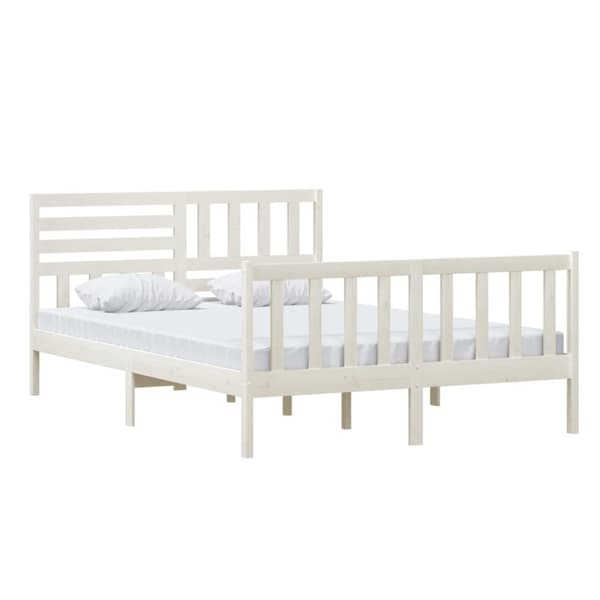 vidaXL sengeramme 140x200 cm massivt træ hvid - Senge & sengeramme