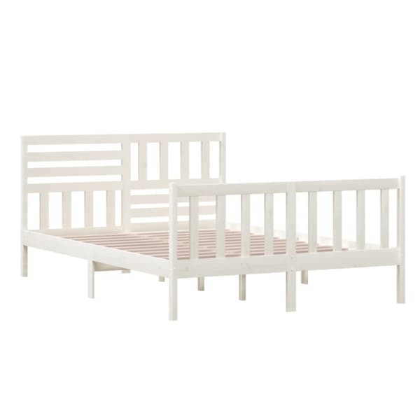 vidaXL sengeramme 140x200 cm massivt træ hvid - Senge & sengeramme