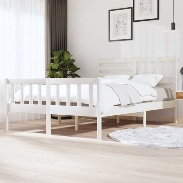 vidaXL sengeramme 140x200 cm massivt træ hvid -  Senge & sengeramme
