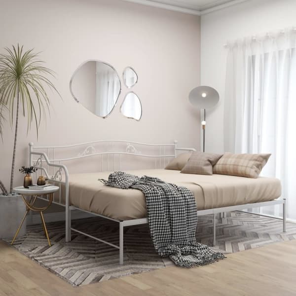 vidaXL Utdragbar sängram bäddsoffa vit metall 90x200 cm -  Sängar & sängramar