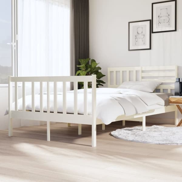 vidaXL sengeramme 120x200 cm massivt træ hvid - Senge & sengeramme