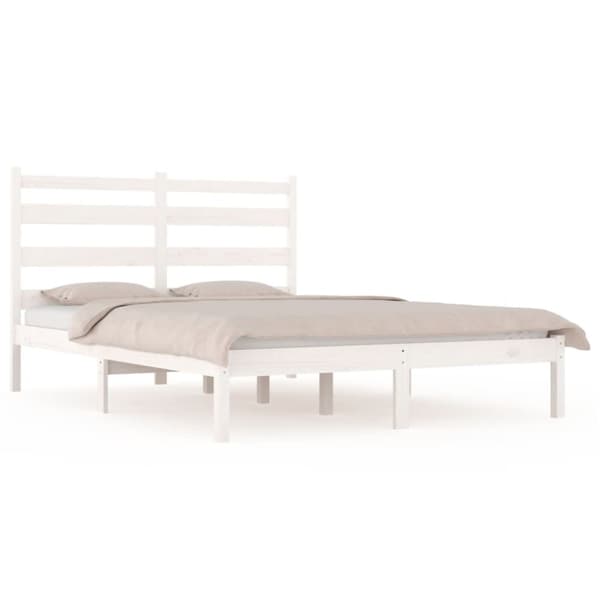 vidaXL sengeramme 200x200 cm massivt fyrretræ hvid - Senge & sengeramme