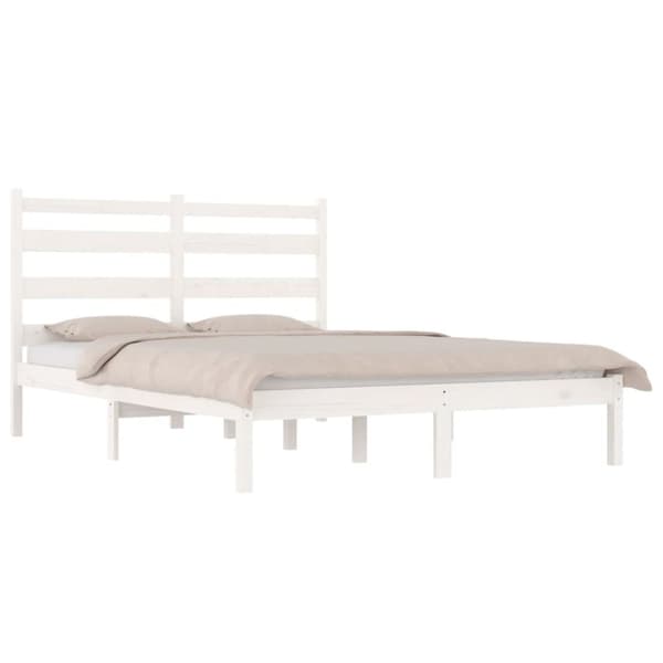 vidaXL sengeramme 200x200 cm massivt fyrretræ hvid - Senge & sengeramme
