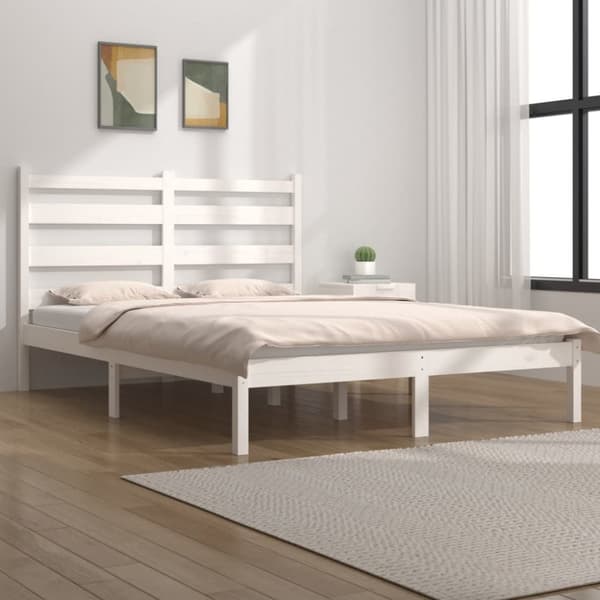 vidaXL sengeramme 200x200 cm massivt fyrretræ hvid -  Senge & sengeramme