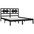 Miniatyrbillede 4 af 5: vidaXL sengeramme 140x200 cm massivt fyrretræ sort -  Senge & sengeramme