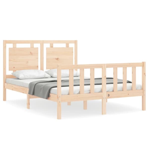 vidaXL sengeramme med sengegavl 140x200 cm massivt træ hvid - Senge & sengeramme