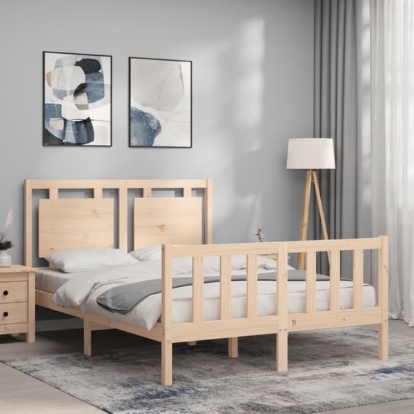 vidaXL sengeramme med sengegavl 140x200 cm massivt træ hvid - Senge & sengeramme