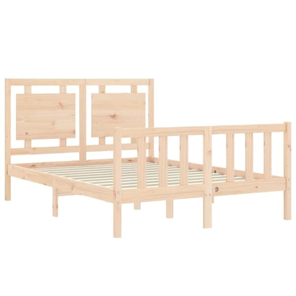 vidaXL sengeramme med sengegavl 140x200 cm massivt træ hvid - Senge & sengeramme