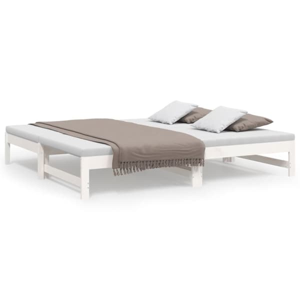 vidaXL daybed med udtræk 2x(90x190) cm massivt fyrretræ hvid - Senge & sengeramme