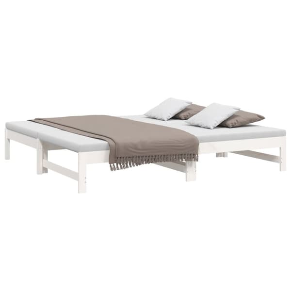 vidaXL daybed med udtræk 2x(90x190) cm massivt fyrretræ hvid - Senge & sengeramme