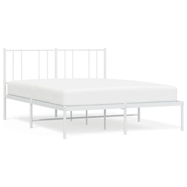 vidaXL sengeramme med sengegavl 140x200 cm metal hvid - Senge & sengeramme