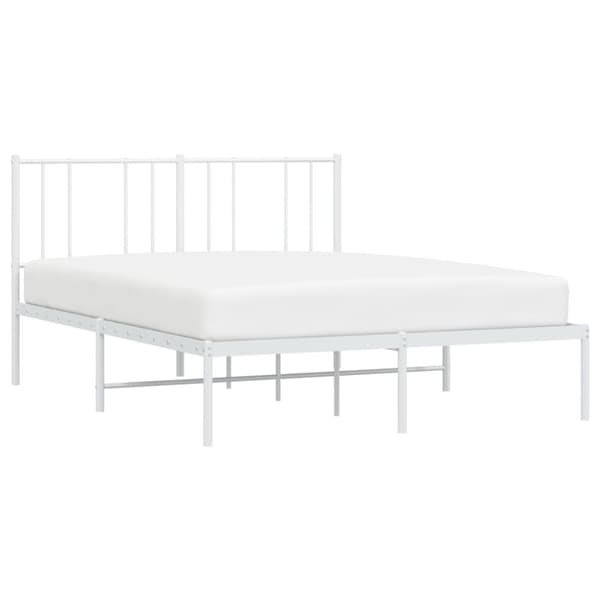 vidaXL sengeramme med sengegavl 140x200 cm metal hvid - Senge & sengeramme