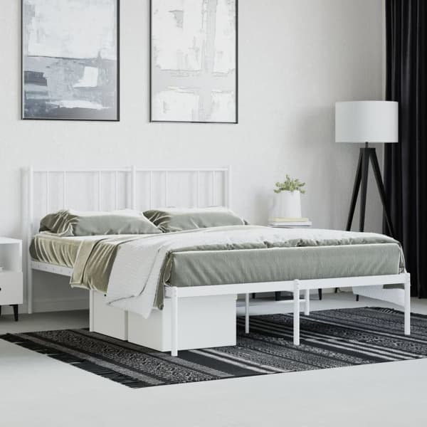 vidaXL sengeramme med sengegavl 140x200 cm metal hvid - Senge & sengeramme