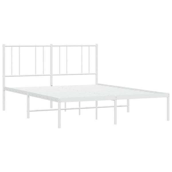 vidaXL sengeramme med sengegavl 140x200 cm metal hvid - Senge & sengeramme