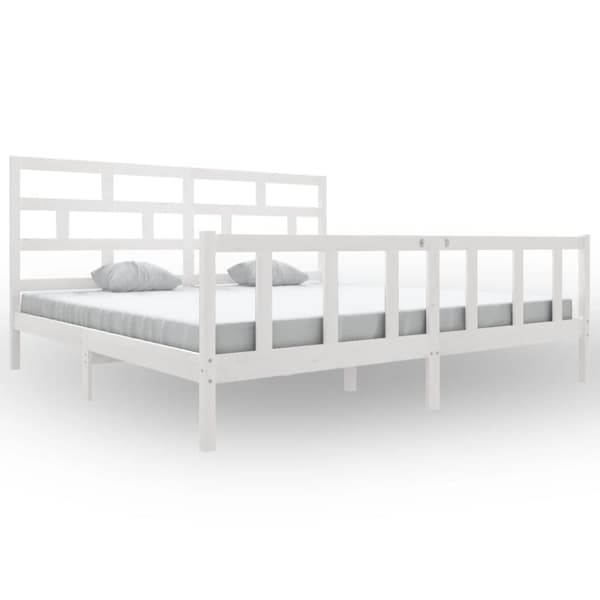 vidaXL sengeramme 200x200 cm massivt fyrretræ hvid -  Senge & sengeramme